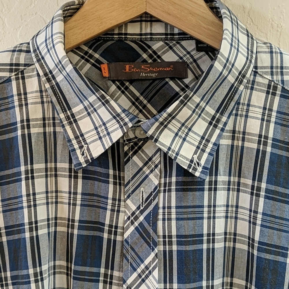 Ben Sherman checkered blue dress shirt XL